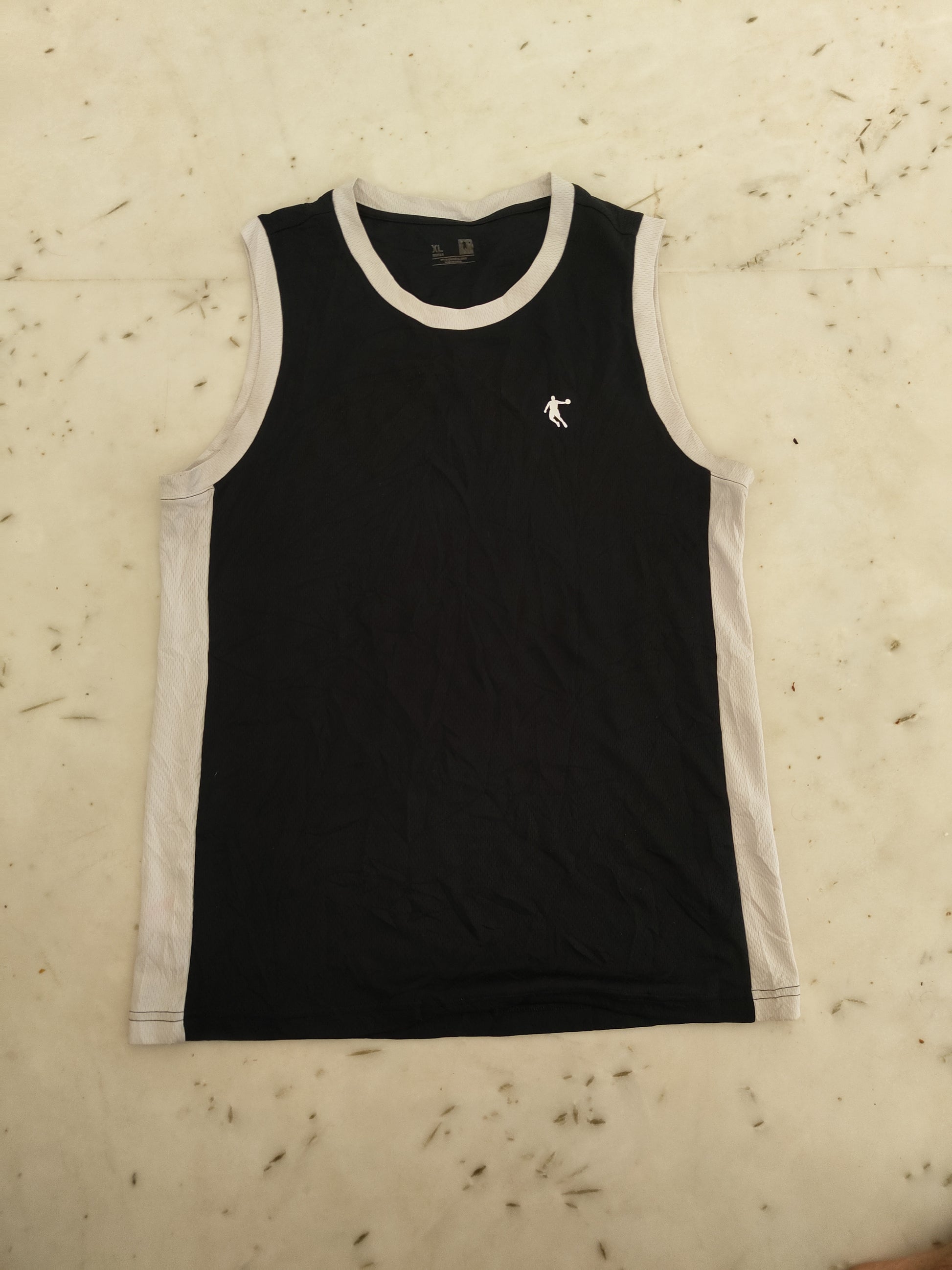 Men’s Sleeveless Athletic Jersey – Black with White Trim