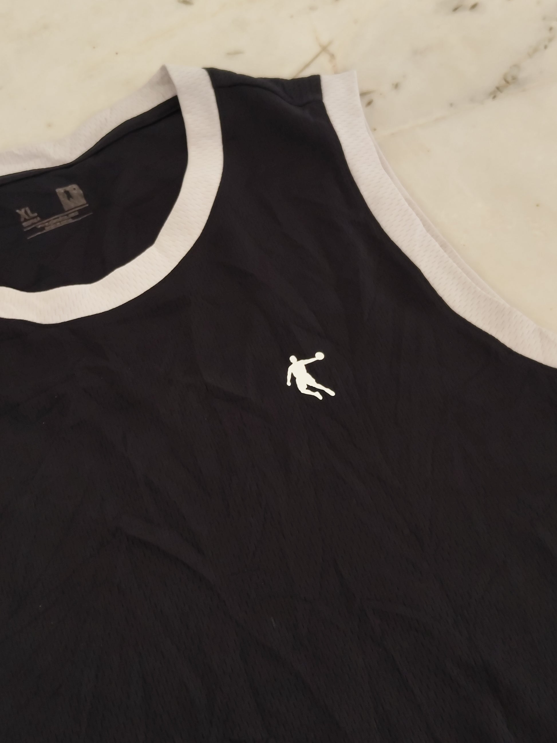 Men’s Sleeveless Athletic Jersey – Black with White Trim