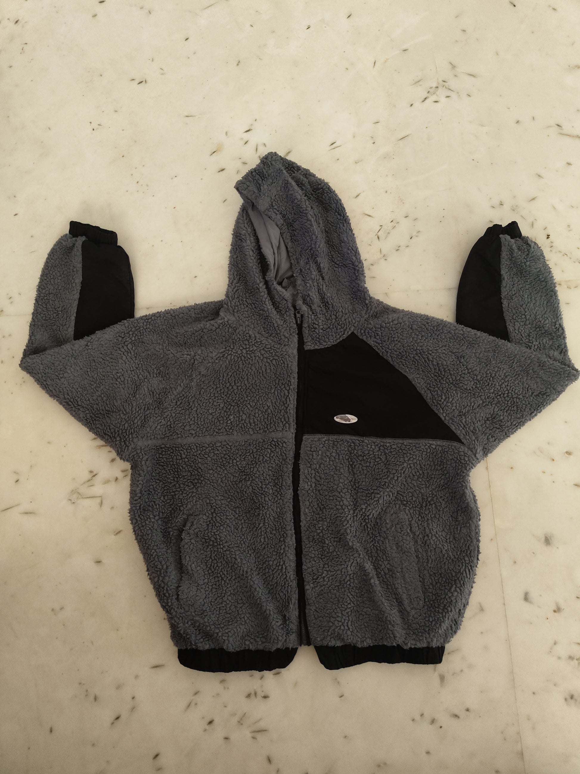 Grey Sherpa Hoodie Jacket